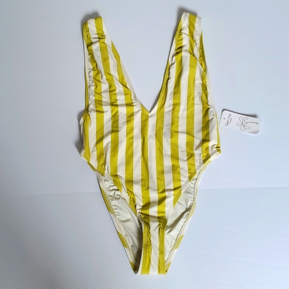 Dippin Daisys Lime Green Striped One Piece Swimsuit Size Medium NWT - Picture 4 of 12